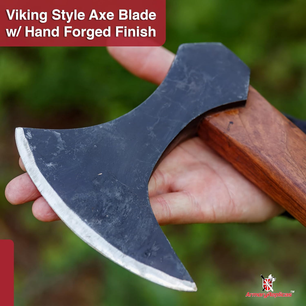 Armory Replicas - Functional Viking Two-Handed Battle Axe - Tempered High Carbon Steel Blackened Livet Efter Replica Anglo-Saxon War Axe