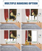 Tie Up Curtains for Windows, Chicken Sunflowers Adjustable Balloon Nature Linen Textured Kitchen Curtain, Farmhouse Animals Red Barn Bees Thermal Insulated Curtains for Window, 42" x 54"
