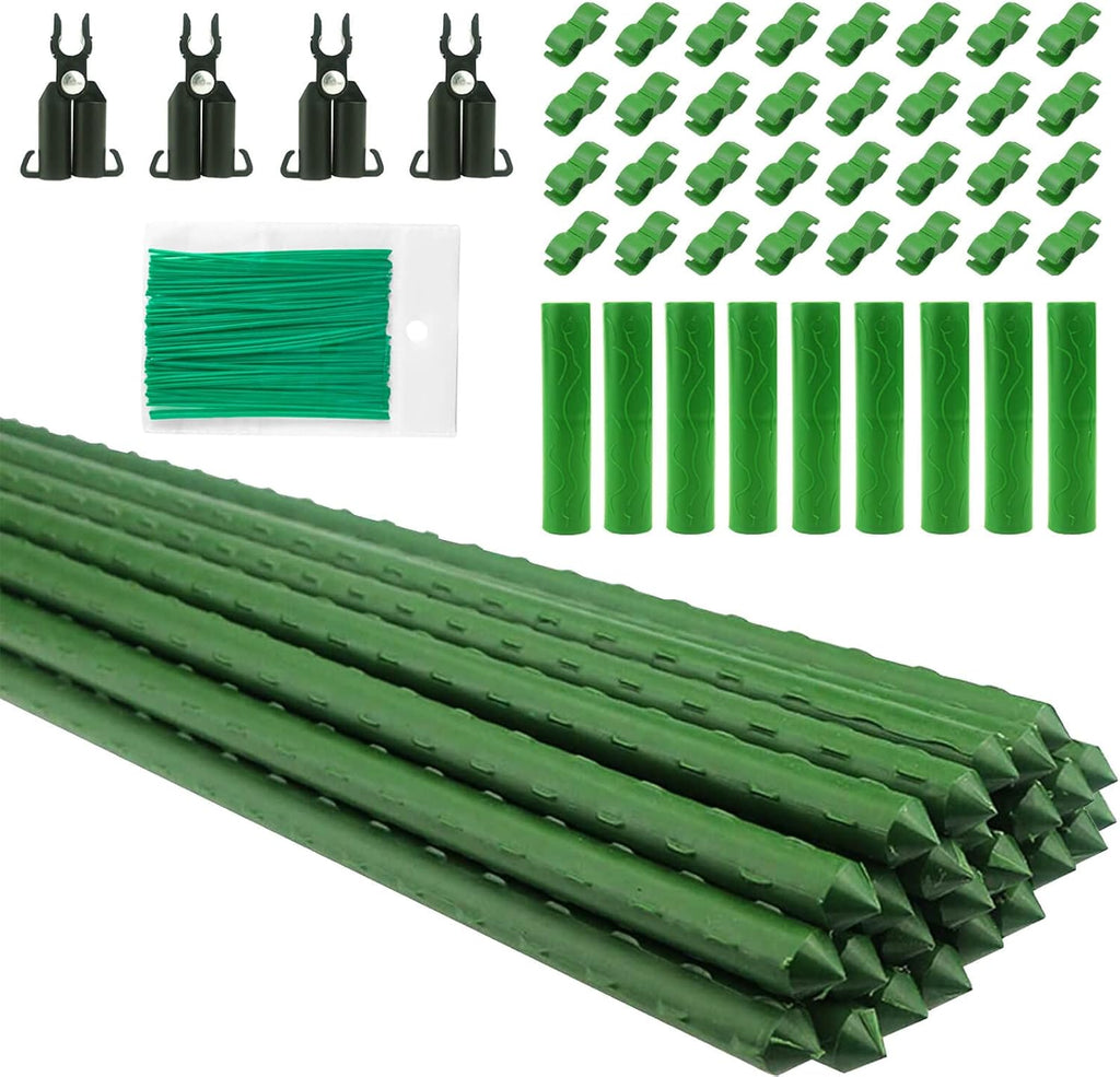 Orgrimmar 26 PCS 57" Garden Support Stakes Plastic Coated Deformable Climbing Plant Trellis Plant Climbing Frame for Tomato Cucumber Eggplant Vine Vegetable (57 Inch)