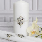 Unity Candle Set - Wedding Ceremony & Reception – 6” Pillar & Two 10” Taper Candles – Long Burning Unity Candles for Marriage Ritual – Handmade in USA –White|Cristal|Classic