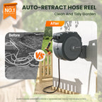 Giraffe Tools Retractable Garden Hose Reel 1/2"78FT Wall Mount Auto Rewind