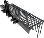 72" Durable Powder Coated Steel Pine Straw Rake, Steel Spring Landscape Rake for Leaves, Pine Needles, Straw, and Grass Attaches to Cat 0 Cat 1,3 Point Hitch Tractor, Black