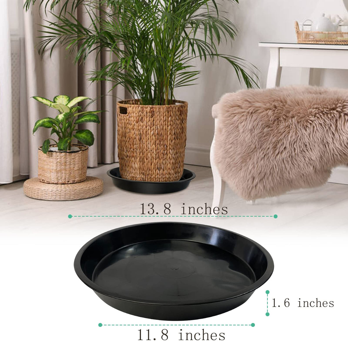 DUNPUTE Plant Saucer 14 16 18 20 22 Inch, 4 Pack Heavy Duty Large Plant Tray for Planter Pot, Plastic Flower Pot Saucers Drip Water Trays for Indoors and Outdoors (14 Inch)