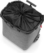 reisenthel carrycruiser Twist Silver - Portable Shopping Trolley with Sturdy Aluminum Frame, Shoulder Strap and Removable mesh Inner Bag -Water-Repellent