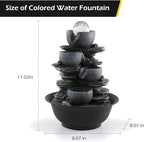 Dyna-Living Tabletop Water Fountain Indoor Waterfalls Fountains with Colored LED Light Decorative Tabletop Fountain with Automatic Pump, Desktop Indoor Water Fountains for Office Relaxing