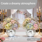 6 Pcs Disco Ball Vases,6" X 6.7" Disco Ball Centerpieces Decor,Silver Mirror Plastic Vase Disco Ball Planter for Wedding,Birthday,Office Table Decorations