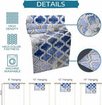 Blue Morocco Plaid Cotton Linen Table Runner for Dining Kitchen, Wedding Outdoor Party Tablerunners Decoration, Distressed Abstract Painted Vintage Dresser Scarf Coffee Tablecloth Runners 13x60 Inches