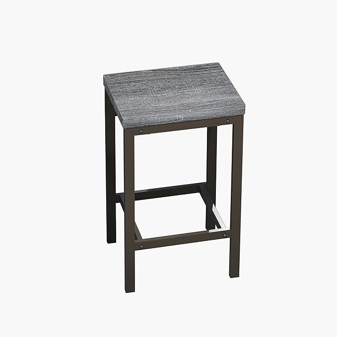 Harper & Bright Designs 4-Piece Dining Table Set, 60.2" L Solid Wood Dining Table with 3 Stools and Metal Frame for Kitchen Dining Room, Antique Grey