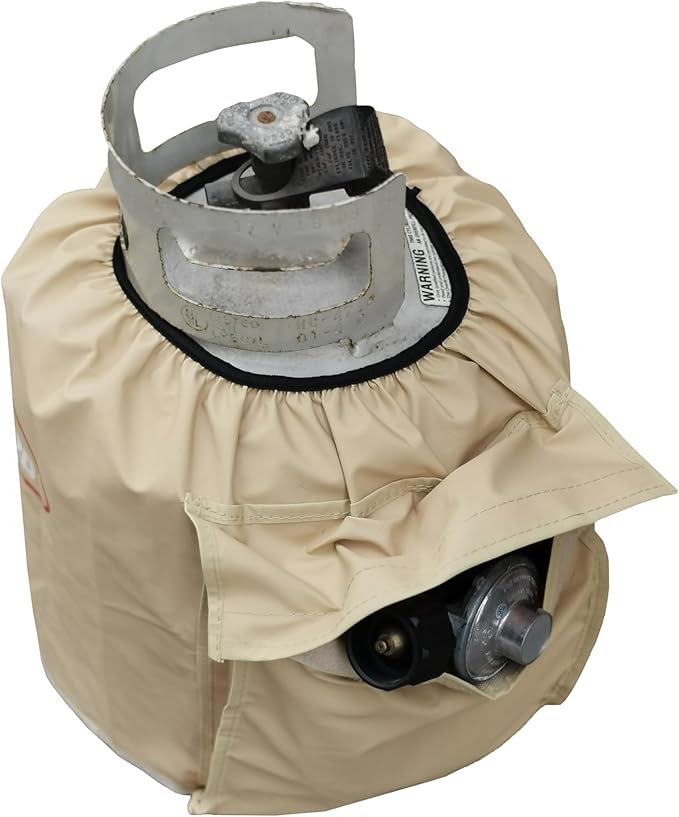 ATYARD Heavy Duty Propane Tank Cover Fits Standard 20 lb Tank Cylinder, UV and Weather Resistant , with Storage Pocket Beige