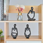 BOPART 3Pcs Thinker Statues Black Decor for Home, Office or Living Room, Resin Black Figurines Sculptures for Floating Shelf, Coffee Table Decoration