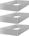 3pcs Galvanized Raised Garden Bed Outdoor,Above Ground Garden Bed for Vegetable,Metal Raised Beds for Flower,Steel Raised Beds for Gardening - 4x2ft
