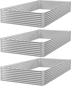 3pcs Galvanized Raised Garden Bed Outdoor,Above Ground Garden Bed for Vegetable,Metal Raised Beds for Flower,Steel Raised Beds for Gardening - 4x2ft