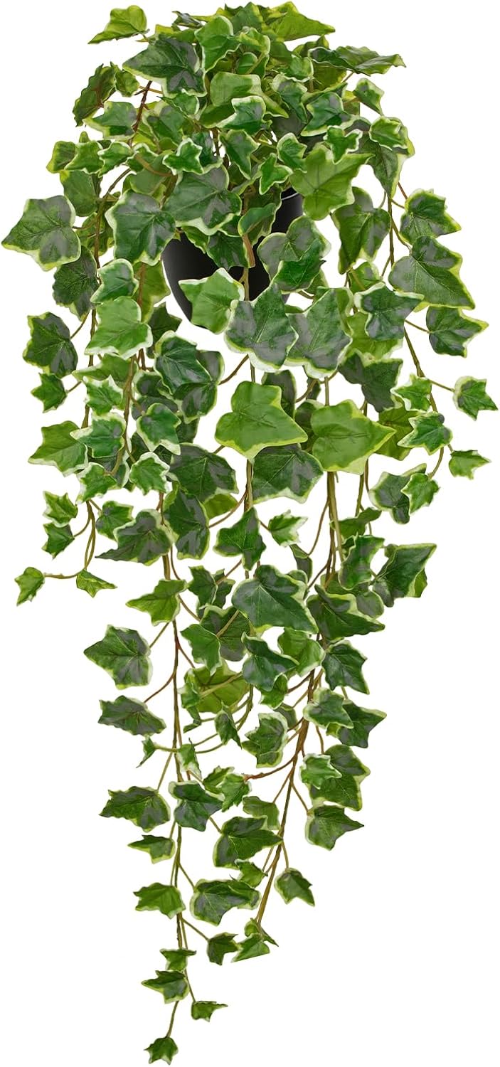 Hollyone Artificial Hanging Plants Potted 31.4" Fake Ivy Vine Faux Ivy Leaves Hanging Greenery Plant in Black Pot for Home Indoor Wall House Room Patio Shelf Office Decor