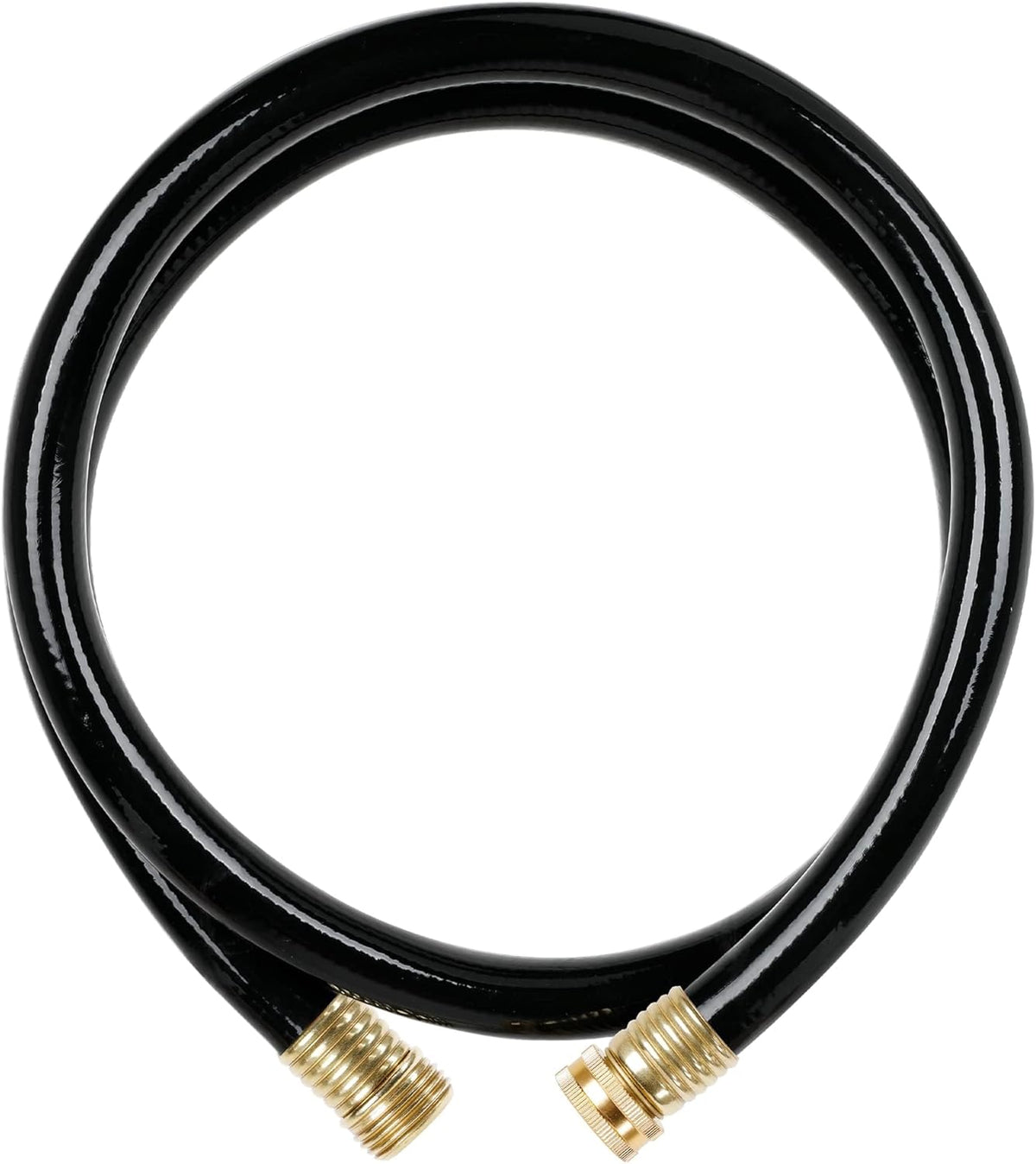 Worth Short Lead-in Black Garden Hose 3/4 in. x 12 ft. -Kink Free, No Leaking, Male/Female Fittings -Heavy Duty Durable Flexible Lightweight Water Pipe -Brass Aluminum Ends for Household & Commercial