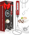 YUSWKO Milk Frother Handheld for Coffee with Stand, Rechargeable Drink Mixer with 3 Heads 3 Speeds Electric Coffee Frother Whisk, Gift for Many Occasions and Festival
