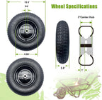 2-Pack 4.80/4.00-8" Pneumatic Wheelbarrow Wheel and Tires with 3"- 6" Center Hub and 3/4" Bushings for Wheelbarrow and Yard Cart Garden Wagon, Black