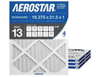Aerostar 16.375 x 21.5 x 1 MERV 13 Air Filter, 4 Pack Set of HVAC Furnace Filters, Electrostatic MPR 1500-1900 & FPR 10 (Actual Size: 16 3/8 x 21 1/2 x 3/4 inches)