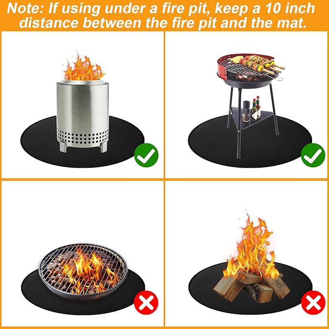 36'' Fire Pit Mat for Solo Stove Bonfire, Round Grill Mats for Outdoor Grill Fireproof Waterproof BBQ Grill Mat for Solo Stove Accessories, Grill Matt for Outdoor Grill Deck Protector