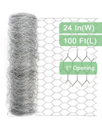 Garden Poultry Chicken Wire Netting - 24 '' × 100 ' Garden Fence Animal Barrier, Chicken Wire for Crafts, 1 inch Mesh Poultry Netting Fence, Pet/Rabbit/Chicken Wire Fencing