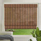 LETAU Wood Window Roman Shades, Bamboo Light Filtering Window Blinds for Indoor Home, Office, Kitchen, Pattern 10
