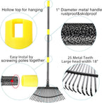 Collapsible Rake for Leaves, 30-66 inch Metal Leaf Rakes for Lawns Heavy Duty Extended Handle, 25 Tines 18" Wide Rake Garden Tools for Camping, Yard, Landscape, Pine Needle and Grass