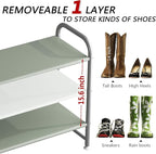 Shoe Rack 3 Tier Long Storage Organizer Wide Metal Shoe Shelf for Closet Entryway Grey