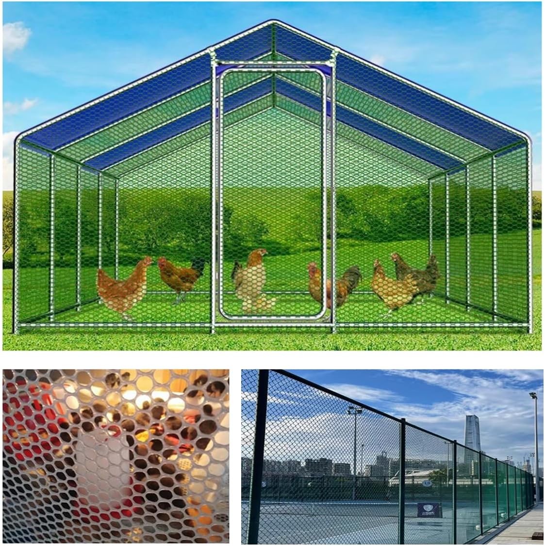 Upgraded Plastic Chicken Wire Fence Mesh 0.7in Poultry Animal Barrier Fence Garden Netting for Farm Poultry Chicken Netting Width 3.3ft(Size:98'L x 3.3'W Roll,Color:Green)