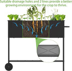 JWPEHOE 34 × 15 × 31 Inches Raised Garden Bed with Legs/Storage Shelf, Mobile Planter Box for Outdoor Plants, Elevated Garden Bed for Backyard, Balcony, Black