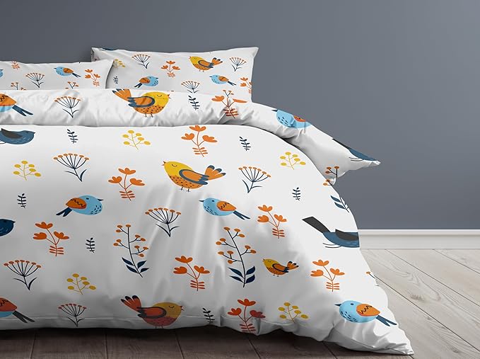 100% Egyptian Cotton Printed Duvet Cover Set 1000 Thread Count Oversized King Luxurious Duvet Cover Set of 3, Breathable, & Durable Set Hotel Quality, Super Soft Comfy All Season - White