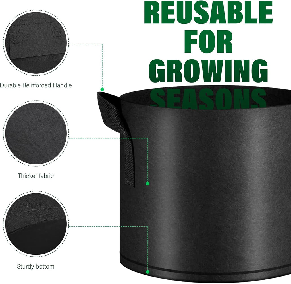 12 Pack Grow Bags 7 Gallon, 300G Heavy Duty Thickened Non-Woven Plant Bag Plant Fabric Pots with Handles Planting Bags, Pot for Plants