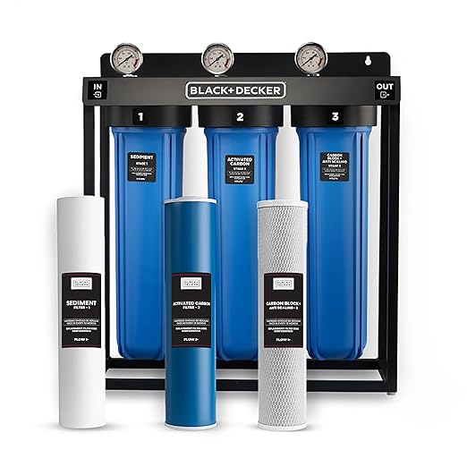 BLACK+DECKER Whole House Water Filter System | Anti-Scale | 3-Stage Filtration System for Whole House,Top-Tier Anti-Scale Filter Specially Designed to Prevent Scale Build-Up, Protects Appliances