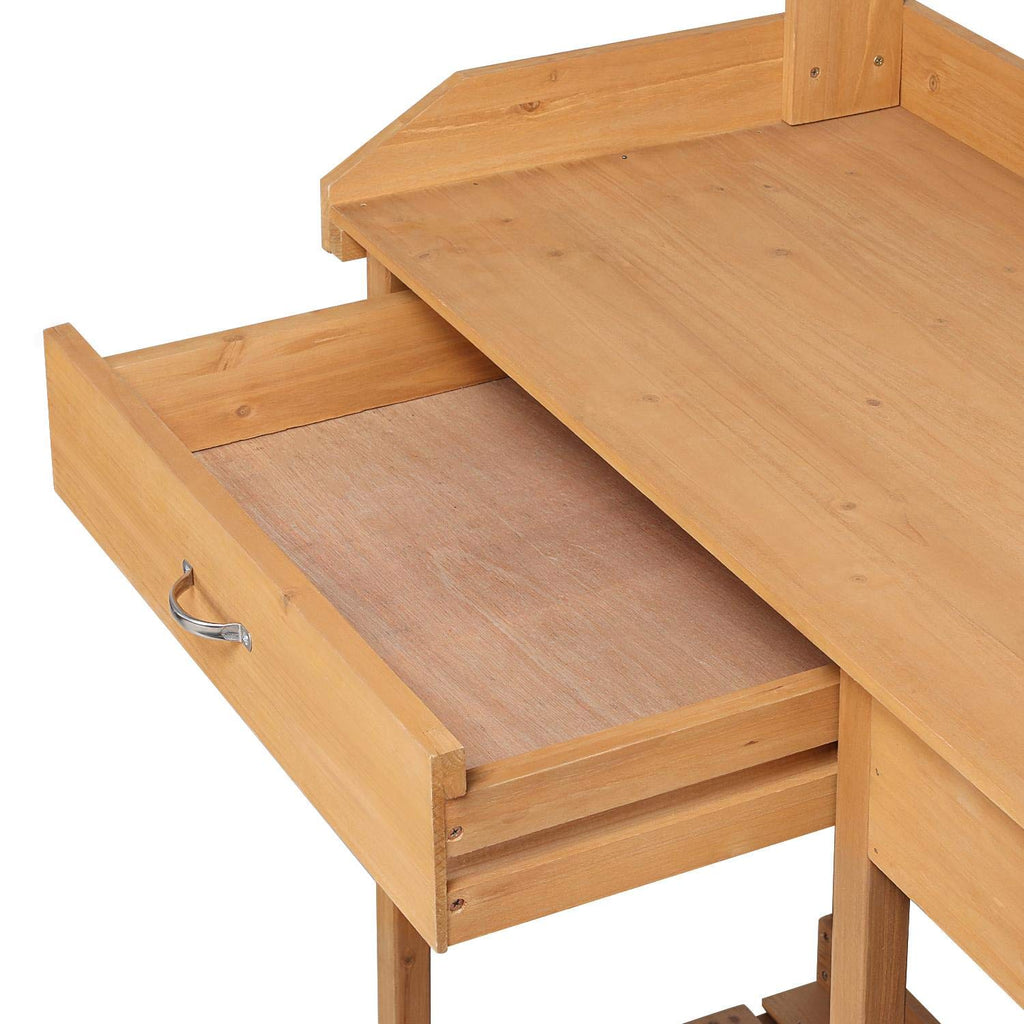 Yaheetech Potting Bench with Sink & Drawer, Outdoor Gardening Table, Wood