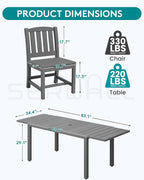SERWALL Outdoor Dining Chairs Set of 2, All-Weather HDPE Patio Armless Chairs, Grey
