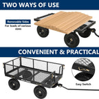 BILT HARD 10" Flat Free Tires Heavy Duty Garden Cart with 180° Rotating Handle and Removable Sides, 4 Cu.Ft 400 lbs Capacity Utility Steel Wagons for Outdoor