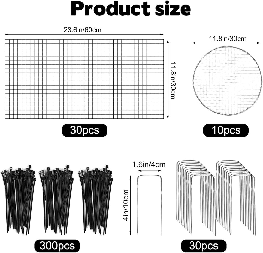 30 Pcs 24'' x 12'' Large Wire Plant Protector from Animals With Metal Cover, 10 Pack Metal Plant Cage Chicken Wire Cloche with 10Pcs Metal Covers to Keep Animals Out, Garden Protection Bunny Barricade