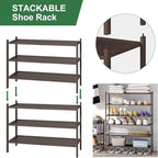 Bamboo Shoe Rack for Entryway, 3-Tier Stackable | Foldable | Natural, Shoe Organizer for Hallway Closet, Free Standing Shoe Racks for Indoor Outdoor