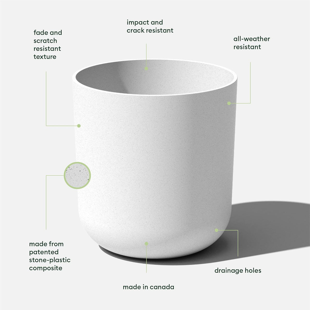 Veradek Mason Series Lima Planter - Round Planter for Indoor or Outdoor Porch/Garden | Made from Plastic-Stone Composite with Drainage Holes | Modern Décor for Succulents, Flowers, Small Plants