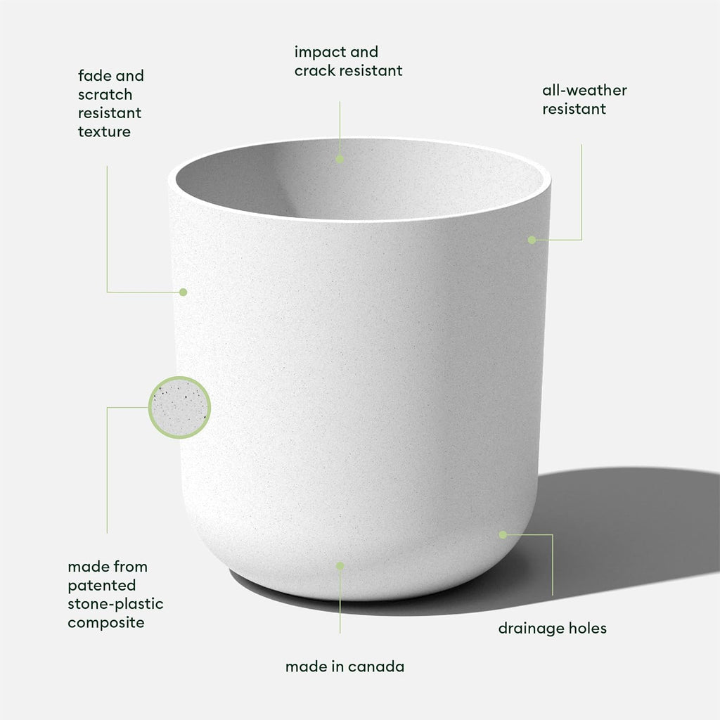 Veradek Mason Series Lima Planter - Round Planter for Indoor or Outdoor Porch/Garden | Made from Plastic-Stone Composite with Drainage Holes | Modern Décor for Succulents, Flowers, Small Plants