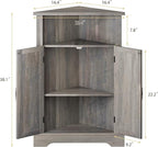 Smuxee Bathroom Corner Storage Cabinet, Farmhouse Floor Corner Cabinet with Barn Door and Adjustable Shelf, Wash Grey Narrow Cabinet Organizer for Bathroom, Living Room, Kitchen