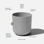 Veradek Mason Series Lima Planter - Round Planter for Indoor or Outdoor Porch/Garden | Made from Plastic-Stone Composite with Drainage Holes | Modern Décor for Succulents, Flowers, Small Plants