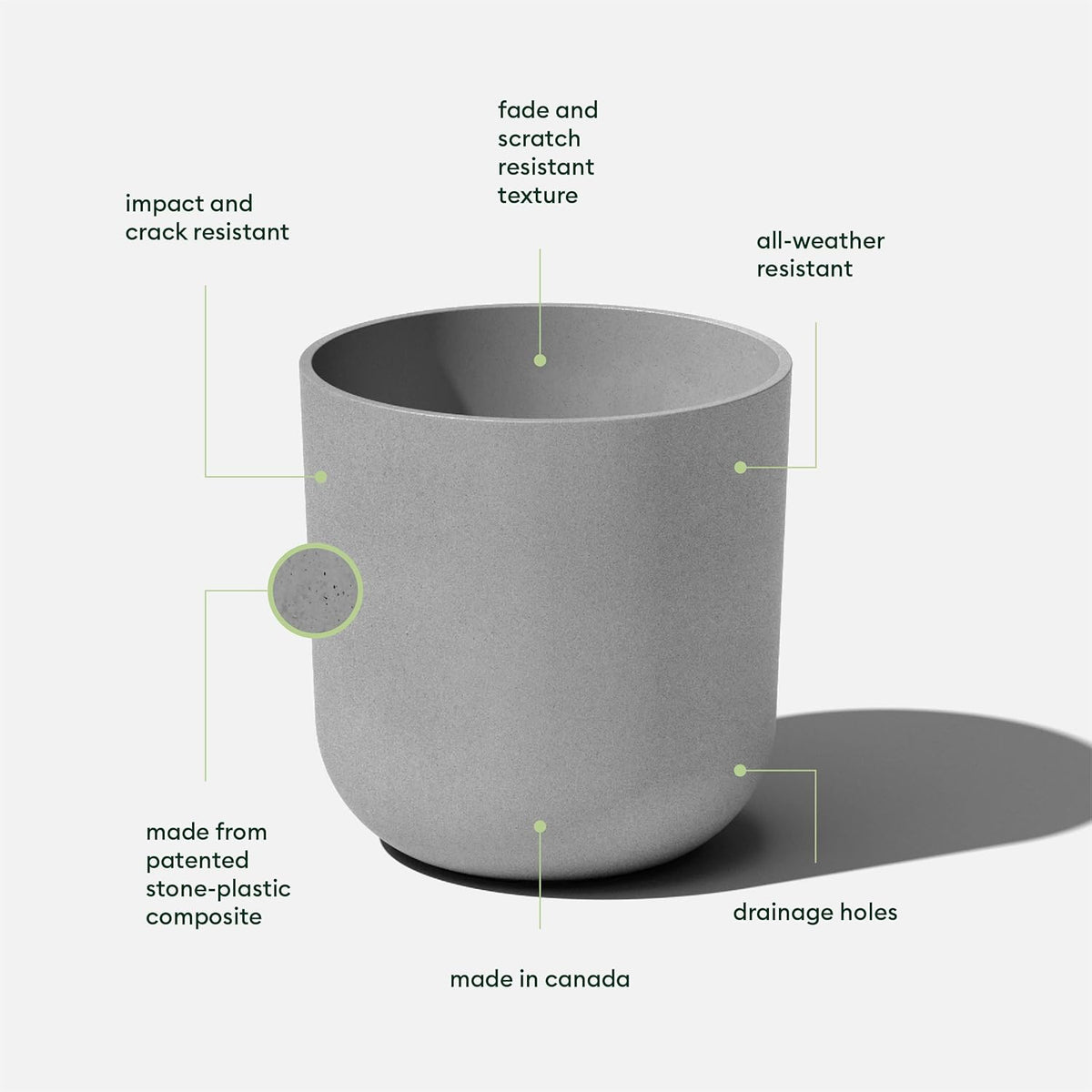Veradek Mason Series Lima Planter - Round Planter for Indoor or Outdoor Porch/Garden | Made from Plastic-Stone Composite with Drainage Holes | Modern Décor for Succulents, Flowers, Small Plants
