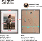 KINLINK 12x16 Picture Frame Ash Black, Solid Wood Frames with Acrylic Plexiglass for Pictures 11x14/9x12 with Mat or 12x16 without Mat,Wall Display, Set of 4