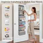 6-Tier Over The Door Organizer, Hanging Storage Organizer with Clear Window, 40lb Ultra Sturdy Large Capacity Room Organizer for Pantry Bathroom Nursery Closet Baby Essential (Grey)