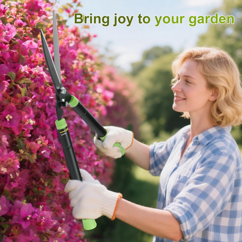 23-30" Telescoping Hedge Clippers, Extendable Garden Shears for Trimming Hedges, Shrubs & Bushes, Manual Hedge Shears with Adjustable Blade Tension for Yard Landscaping