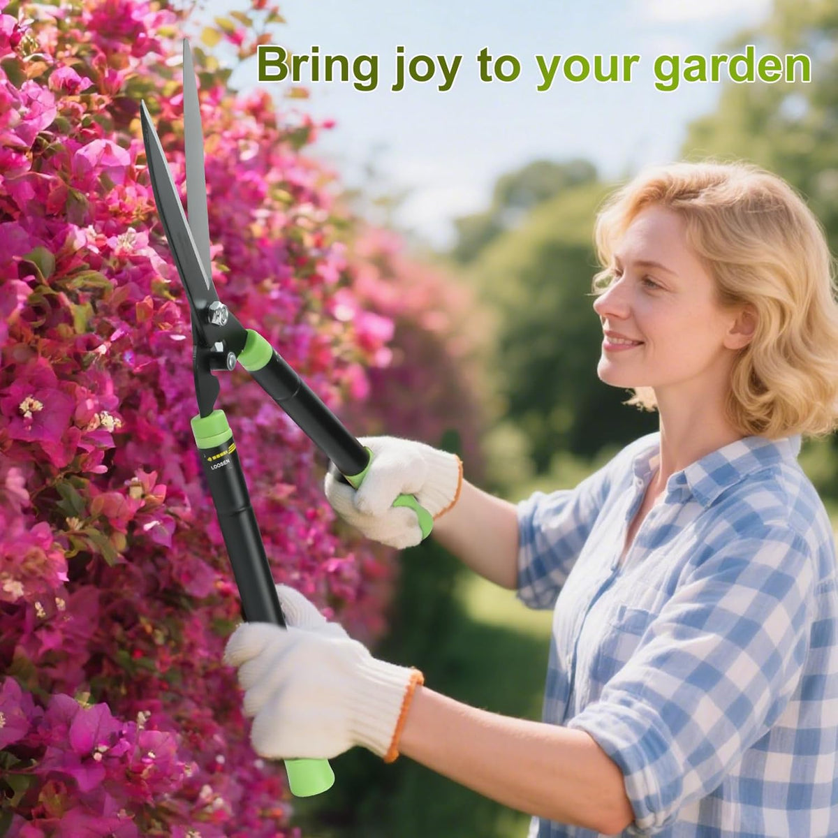 23-30" Telescoping Hedge Clippers, Extendable Garden Shears for Trimming Hedges, Shrubs & Bushes, Manual Hedge Shears with Adjustable Blade Tension for Yard Landscaping