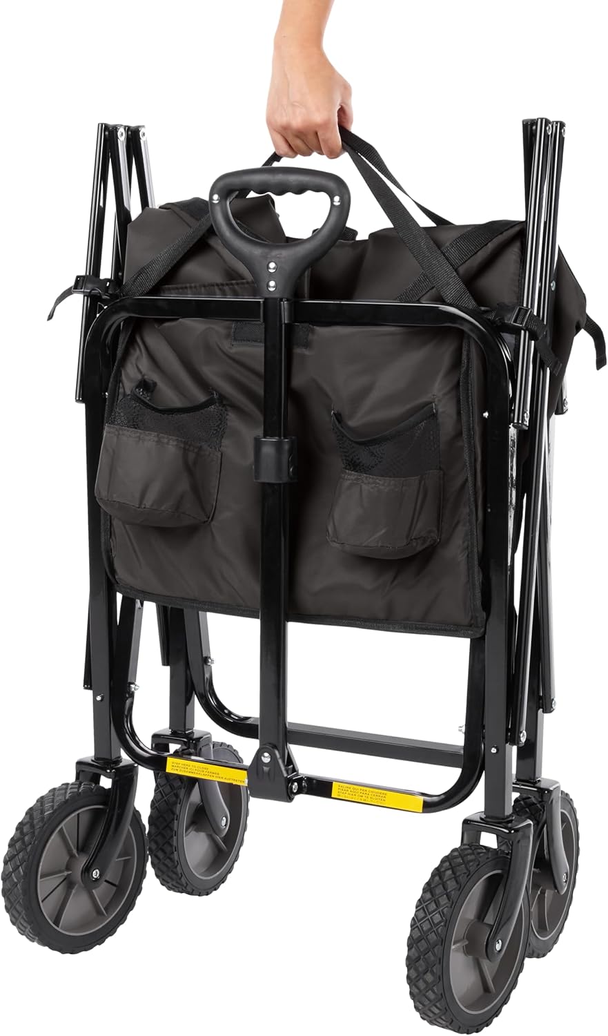 Amazon Basics Collapsible Folding Heavy Duty Utility Wagon for Outdoor Sports, 265 pounds Weight Capacity, Camping, Garden, and Shopping, 27.6 x 40.9 x 20 inches, Black