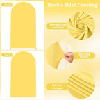 7.2FT Yellow Arch Backdrop Cover - Polyester Fitted Wedding Arch Stand Covers Round Top Chiara Arch Backdrop Cover for Birthday Party Banquet Photo Background Decoration
