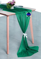 MDS 5 Pack 10ft Chiffon Table Runner 29 x 120 Inches Sheer Wedding Runner Romantic Rustic Table Runner for Wedding Decorations, Birthday Parties, Bridal Shower Party Arch Decor - Emerald Green