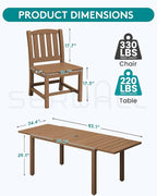 SERWALL Outdoor Dining Chairs Set of 2, All-Weather HDPE Patio Armless Chairs, Brown