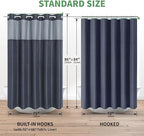 Extra Long No Hook Shower Curtain with Snap-in Fabric Liner Set,Navy Waffle Weave Shower Curtains for Bathroom,Hotel Luxury Decor Bathroom Curtain Set,Waterproof & Washable,71Wx86H